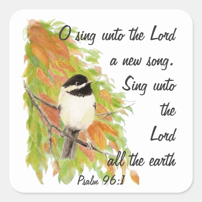 Sing a New Song to the Lord, Scripture & Birds Square Sticker (Front)
