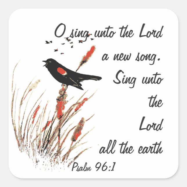 Sing a New Song to the Lord, Scripture & Birds Square Sticker (Front)