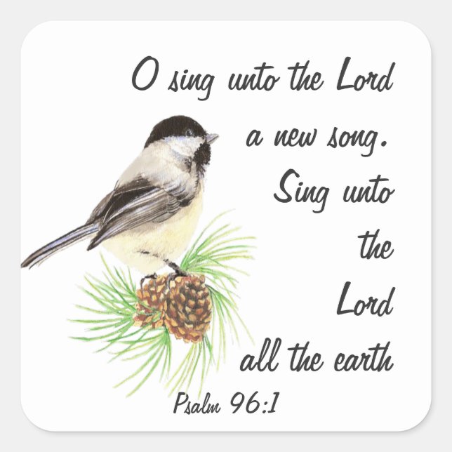 Sing a New Song to the Lord, Scripture & Birds Square Sticker (Front)