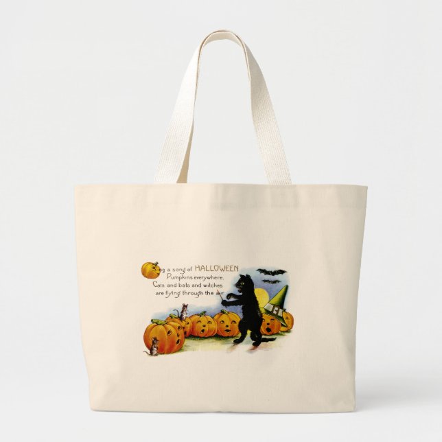 Sing a Song of Halloween Large Tote Bag (Front)