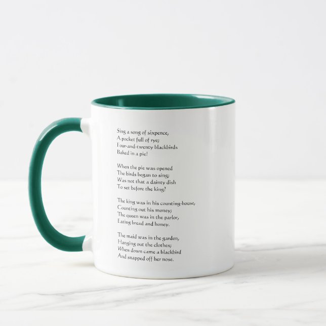 Sing a song of sixpence, A pocket full of rye Mug (Left)