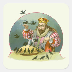 Sing a Song of Sixpence, Vintage Nursery Rhyme Square Sticker