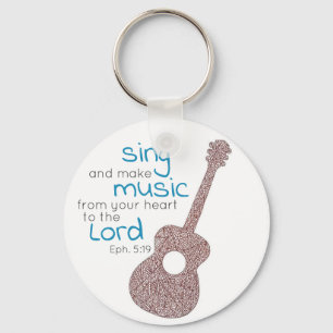 "Sing And Make Music..." Guitar Keychain
