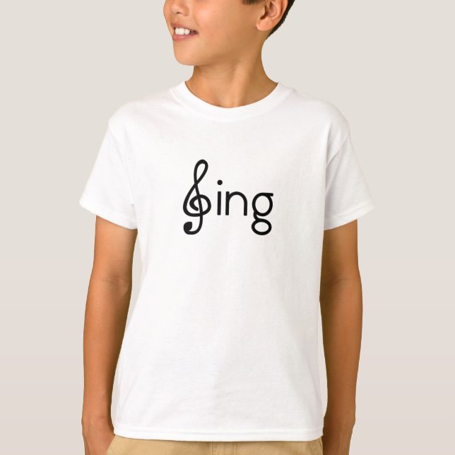 Sing Clef Word Image Sing Notes T-Shirt (Front)