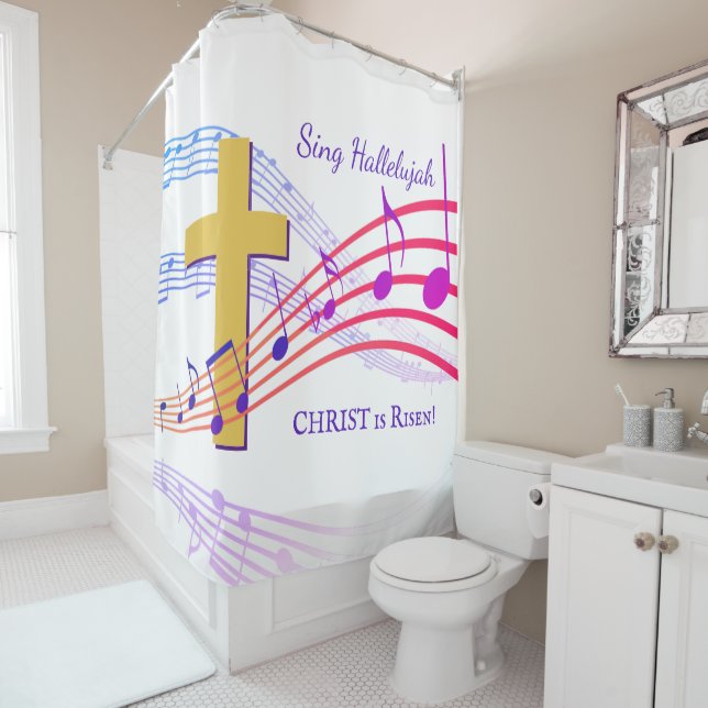 SING HALLELUJAH CHRIST IS RISEN Christian Shower Curtain (In Situ)