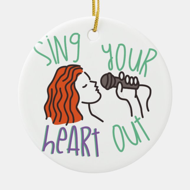 Sing & Heart Out Ceramic Tree Decoration (Front)