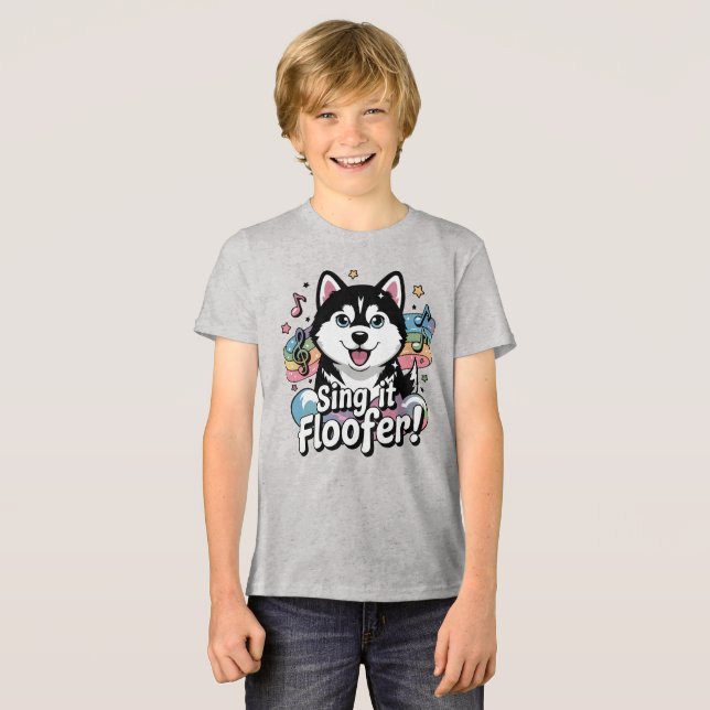 Sing It, Floofer! - Kawaii Husky Howling Tri-Blend Shirt (Front Full)