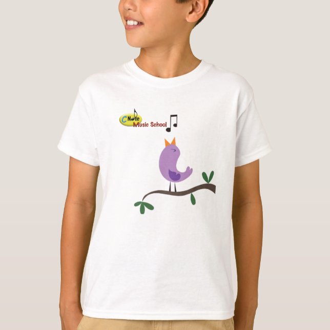 Sing like a bird at cnote music school kids shirt (Front)
