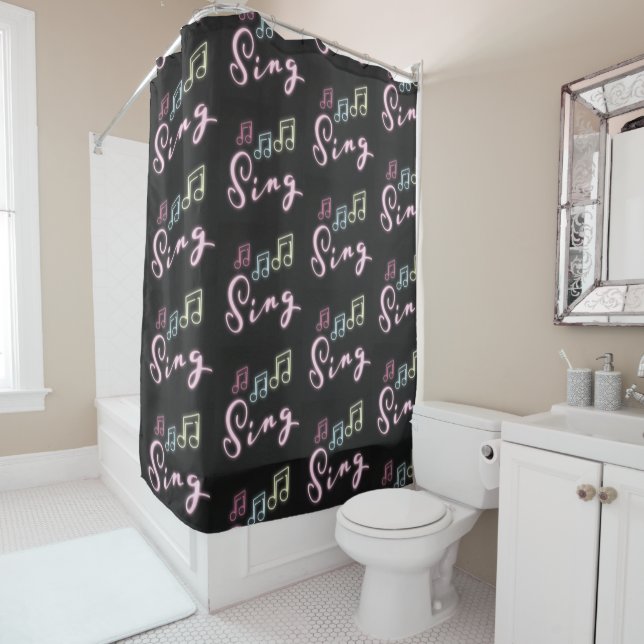 Sing Neon Music Notes Shower Curtain (In Situ)