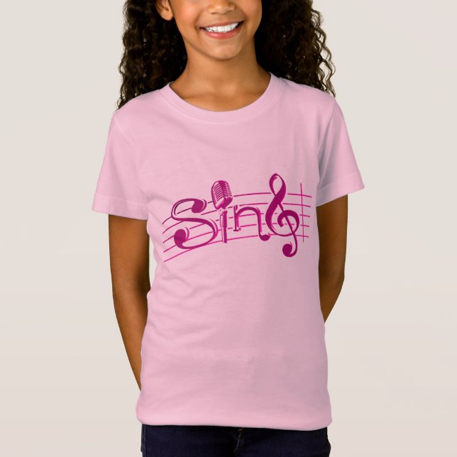 Sing retro mic kids pink logo tee (Front)