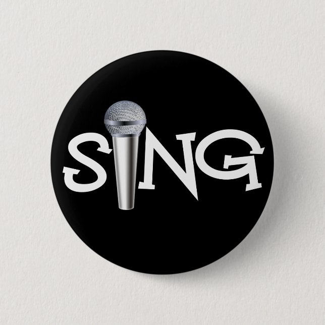 Sing with Microphone 6 Cm Round Badge (Front)