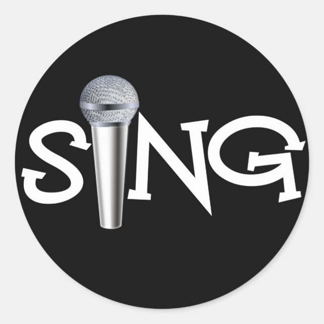 Sing with Microphone Classic Round Sticker (Front)
