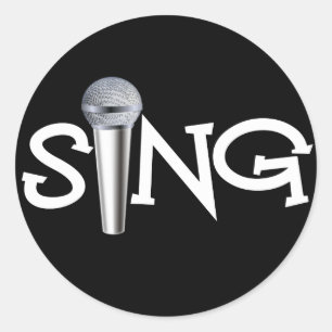 Sing with Microphone Classic Round Sticker