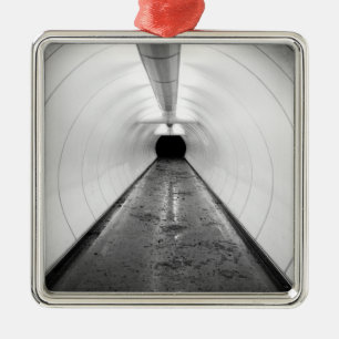 Singapore. An illuminated pedestrian tunnel in Metal Tree Decoration