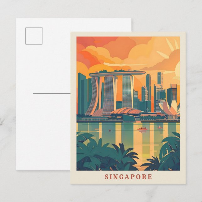 Singapore Art Elegant Vintage Travel Postcard (Front/Back)