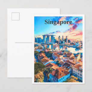 Singapore Art Vintage Travel  Postcard