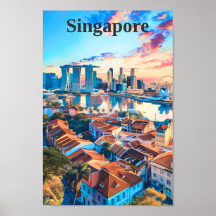 Singapore Art Vintage Travel  Poster