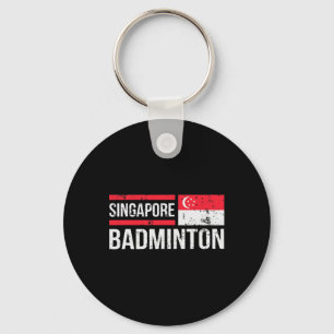 Singapore Badminton Flag Racket Sport Birdie Playe Key Ring