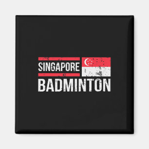 Singapore Badminton Flag Racket Sport Birdie Playe Magnet