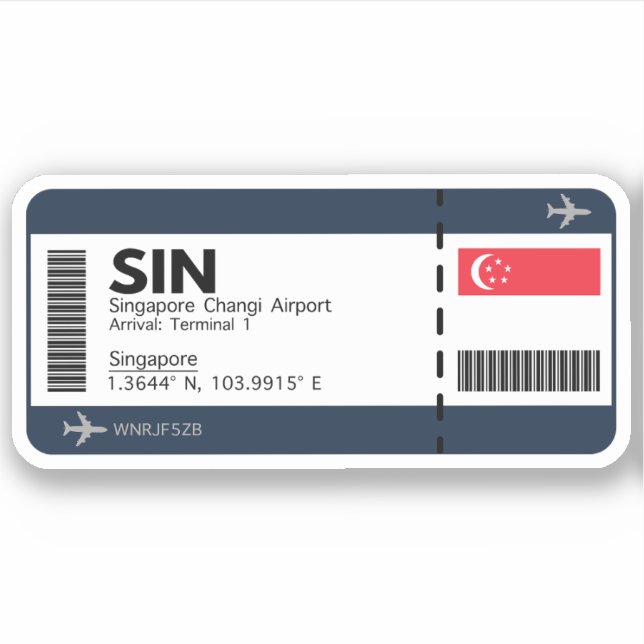 Singapore Boarding Pass - Airport Ticket (Front)