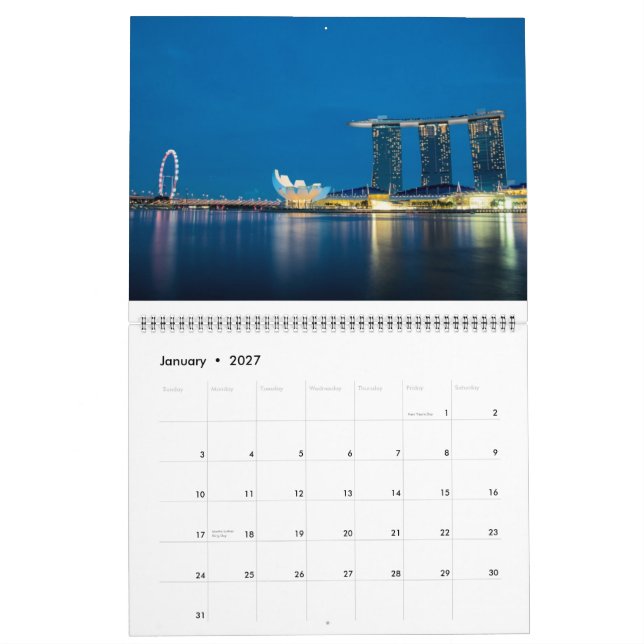 Singapore by Night Calendar (Jan 2027)