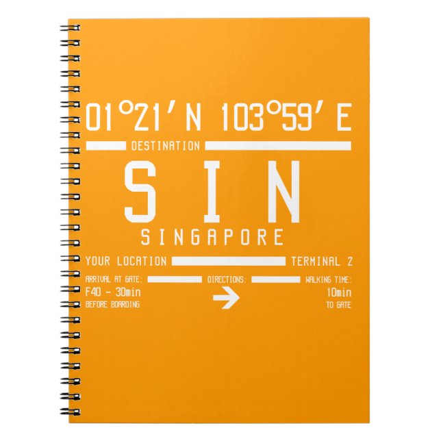 Singapore Changi Airport Letter Code Notebook (Front)
