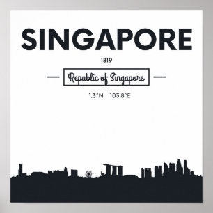 Singapore, China City Coordinates Poster