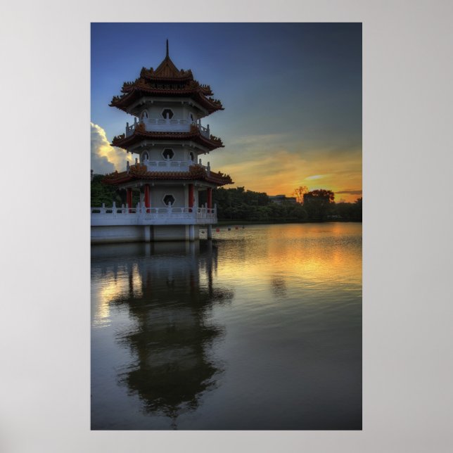 Singapore Chinese Garden Pagoda Building Poster (Front)