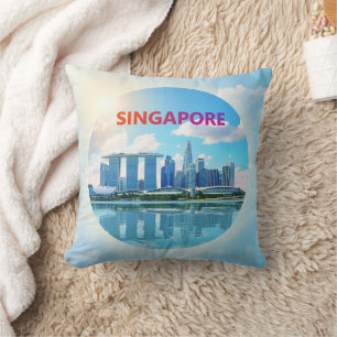 Singapore city retro Skyline Cushion