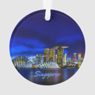 Singapore City Skyline At Night Ornament