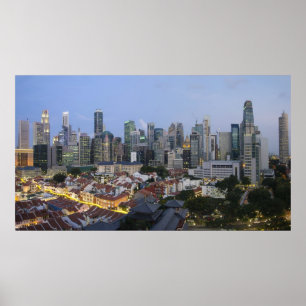 Singapore City Skyline Evening Poster