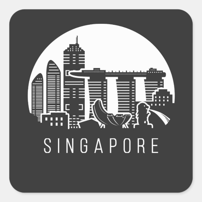 Singapore City Skyline Square Sticker (Front)