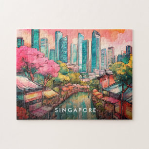 Singapore City View Colorful  Jigsaw Puzzle