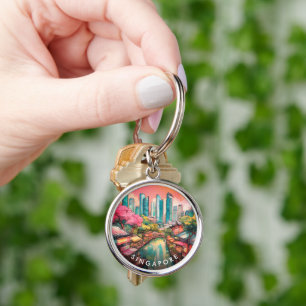 Singapore City View Colorful Key Ring
