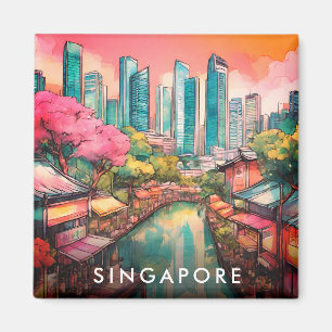 Singapore City View Colorful Magnet