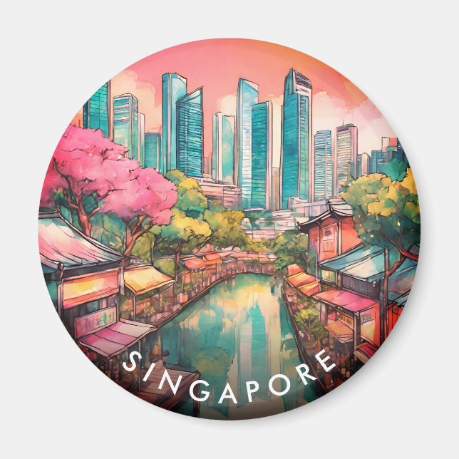 Singapore City View Colorful  Magnet (Front)