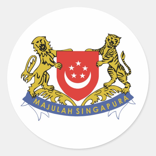 Singapore coat of arms classic round sticker (Front)