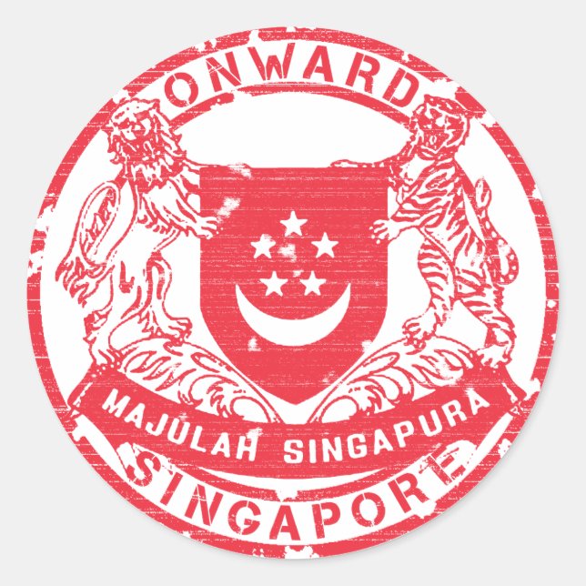 Singapore Coat of Arms Classic Round Sticker (Front)