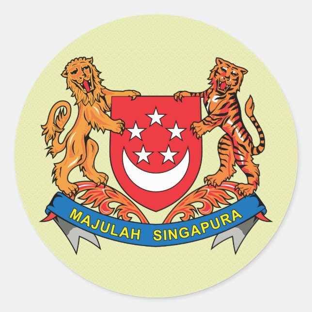 Singapore Coat of Arms detail Classic Round Sticker (Front)