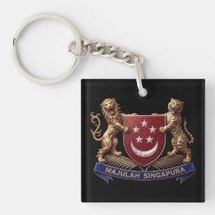 singapore country flag symbol emblem coat arms key ring