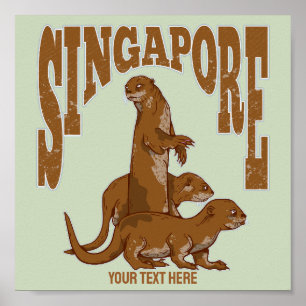 Singapore Cute Sea Otter family Poster