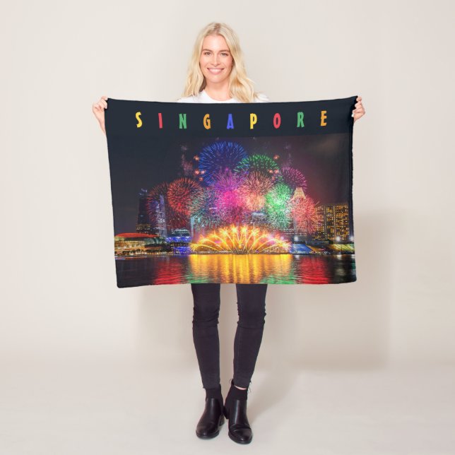 Singapore Fireworks Fleece Blanket (In Situ)