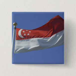Singapore Flag 15 Cm Square Badge