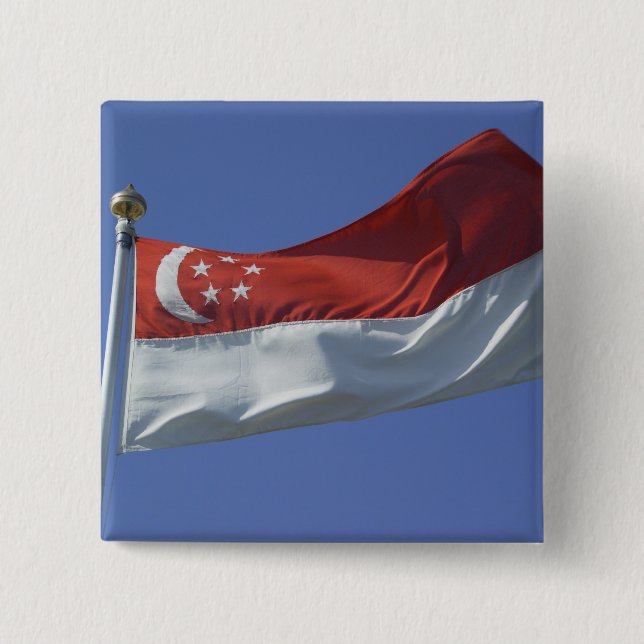 Singapore Flag 15 Cm Square Badge (Front)