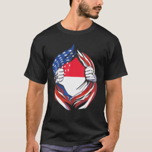Singapore Flag American Proud Of My Singaporean He T-Shirt