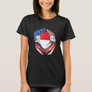 Singapore Flag American Proud of My Singaporean He T-Shirt