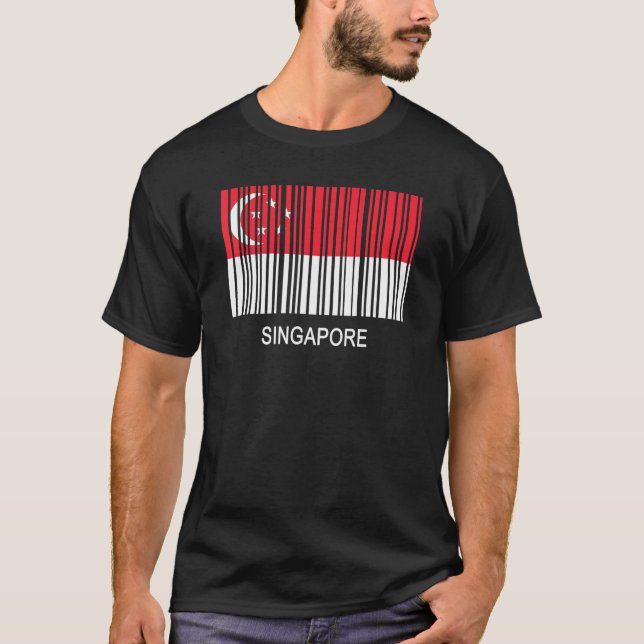 Singapore Flag Barcode T-Shirt (Front)