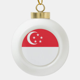 Singapore Flag Ceramic Ball Christmas Ornament