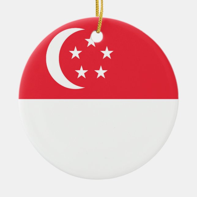Singapore flag ceramic tree decoration (Front)