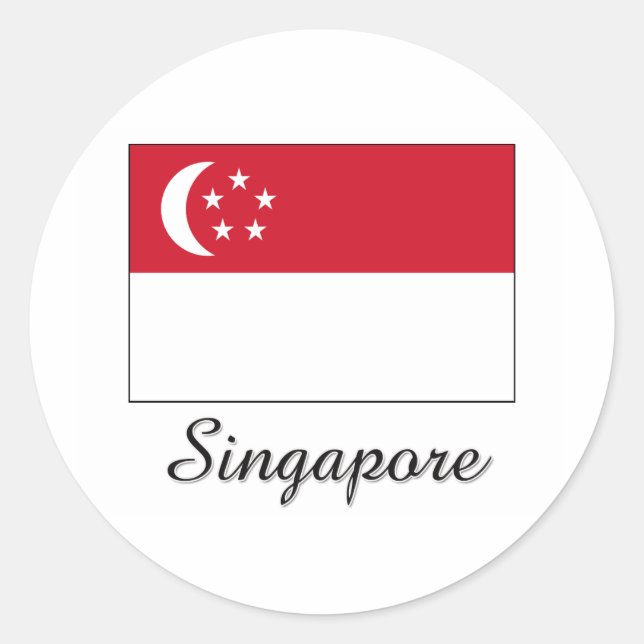 Singapore Flag Design Classic Round Sticker (Front)